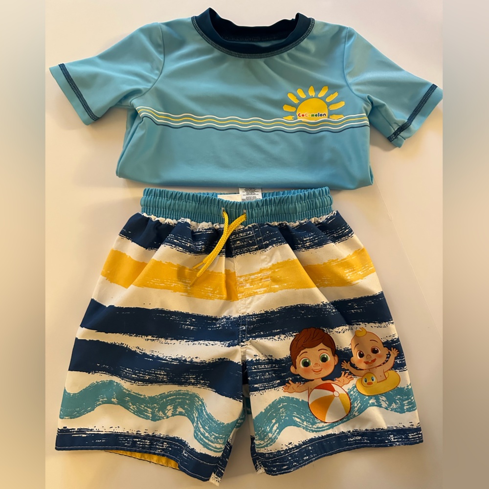Sunny Days Kids Rashguard Set - Blue and Yellow